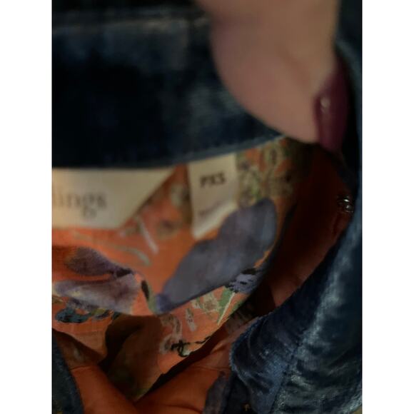 Vintage Soft Surroundings vintage embroidered blouse velvet collar oversized PXS - Picture 5 of 6